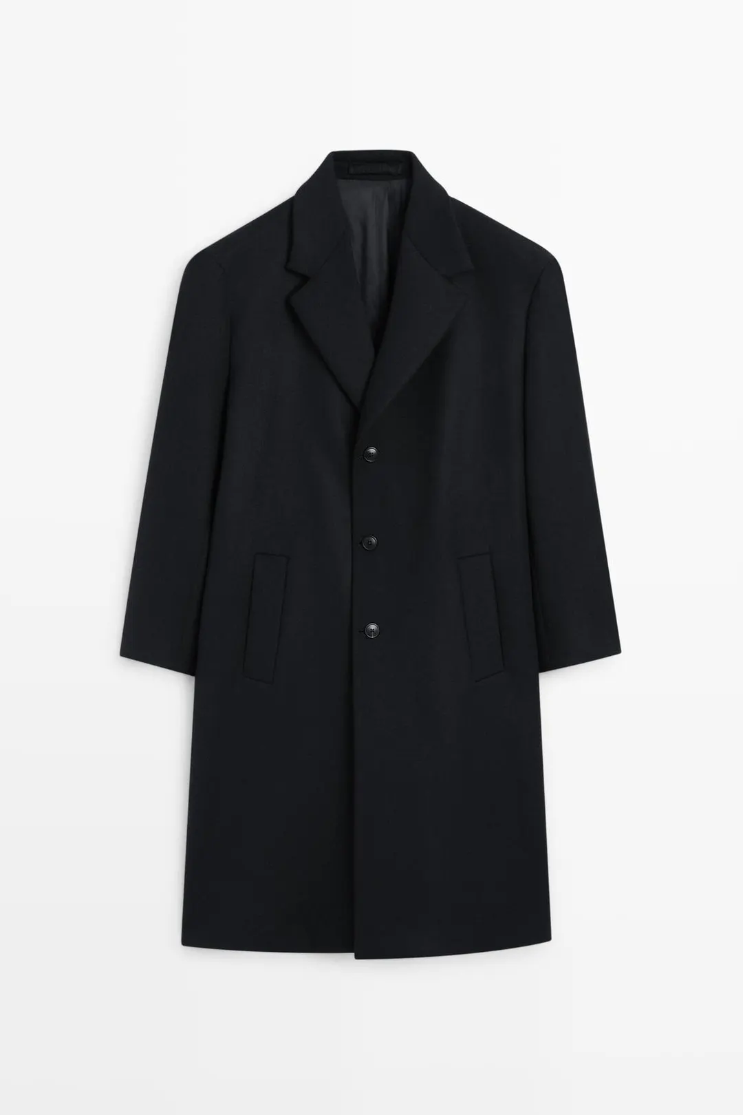 Пальто из 100% шерсти с лацканами, Massimo Dutti