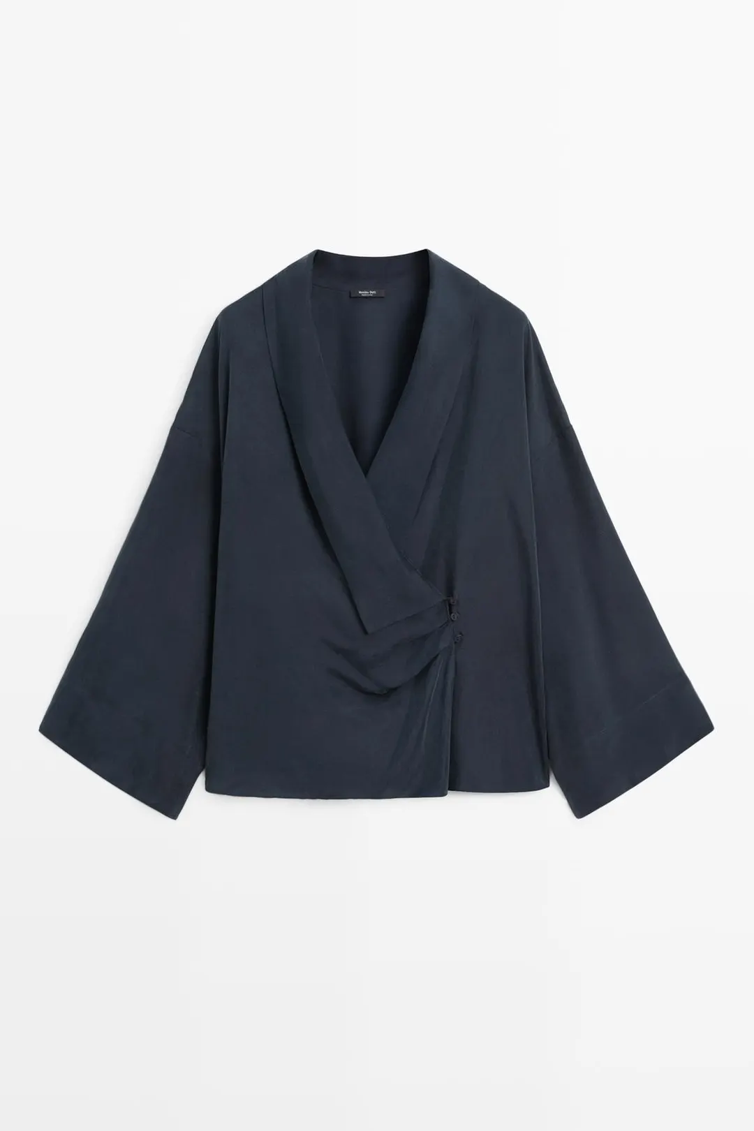 Струящаяся блузка с запахом и сборками, Massimo Dutti