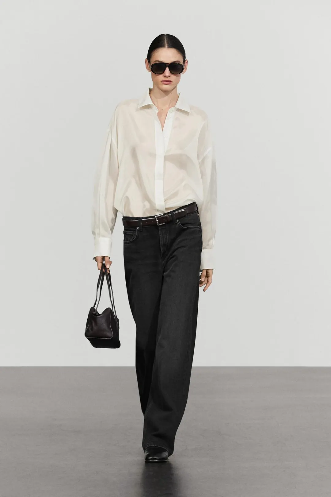 Рубашка оверсайз из струящейся ткани, Massimo Dutti