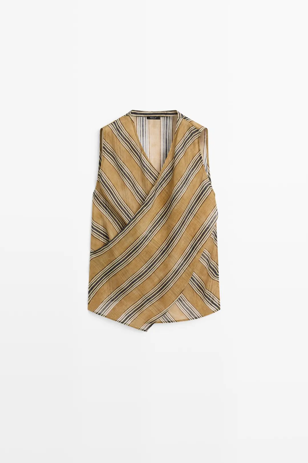 Топ струящийся в полоску с запахом из смеси рами, Massimo Dutti