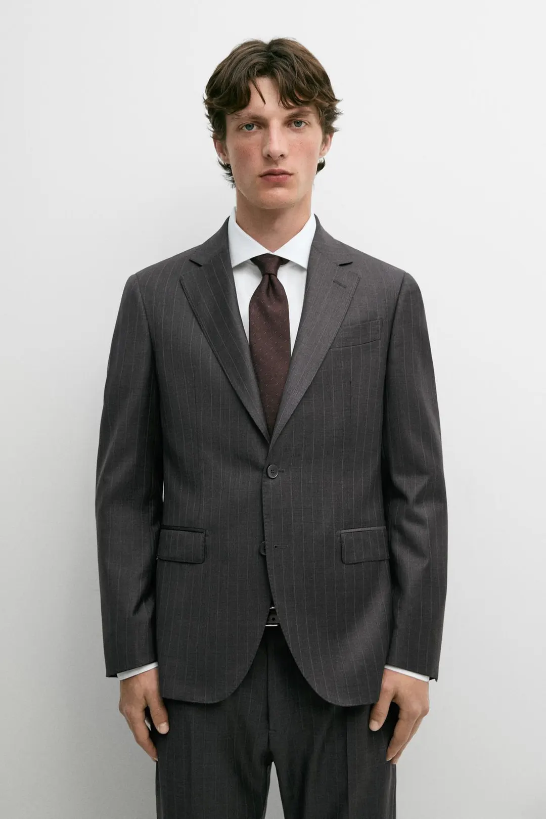 Пиджак костюмный в полоску из 100% шерсти, Massimo Dutti