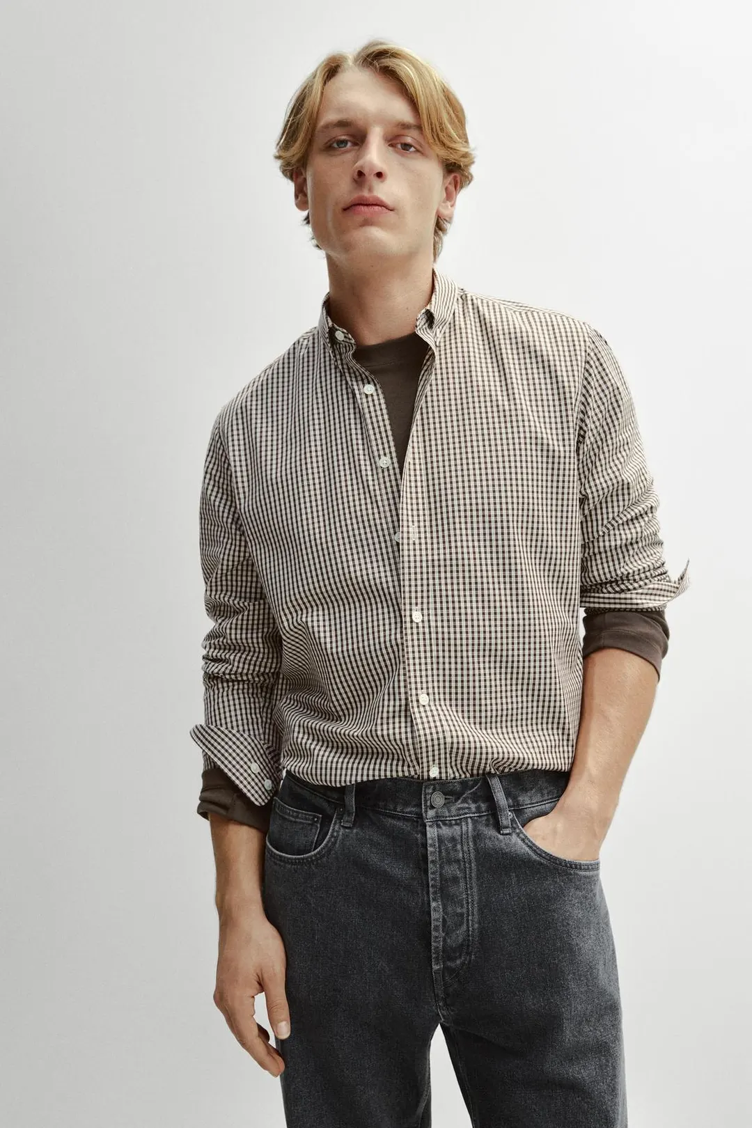 Рубашка прямого кроя в клетку, Massimo Dutti