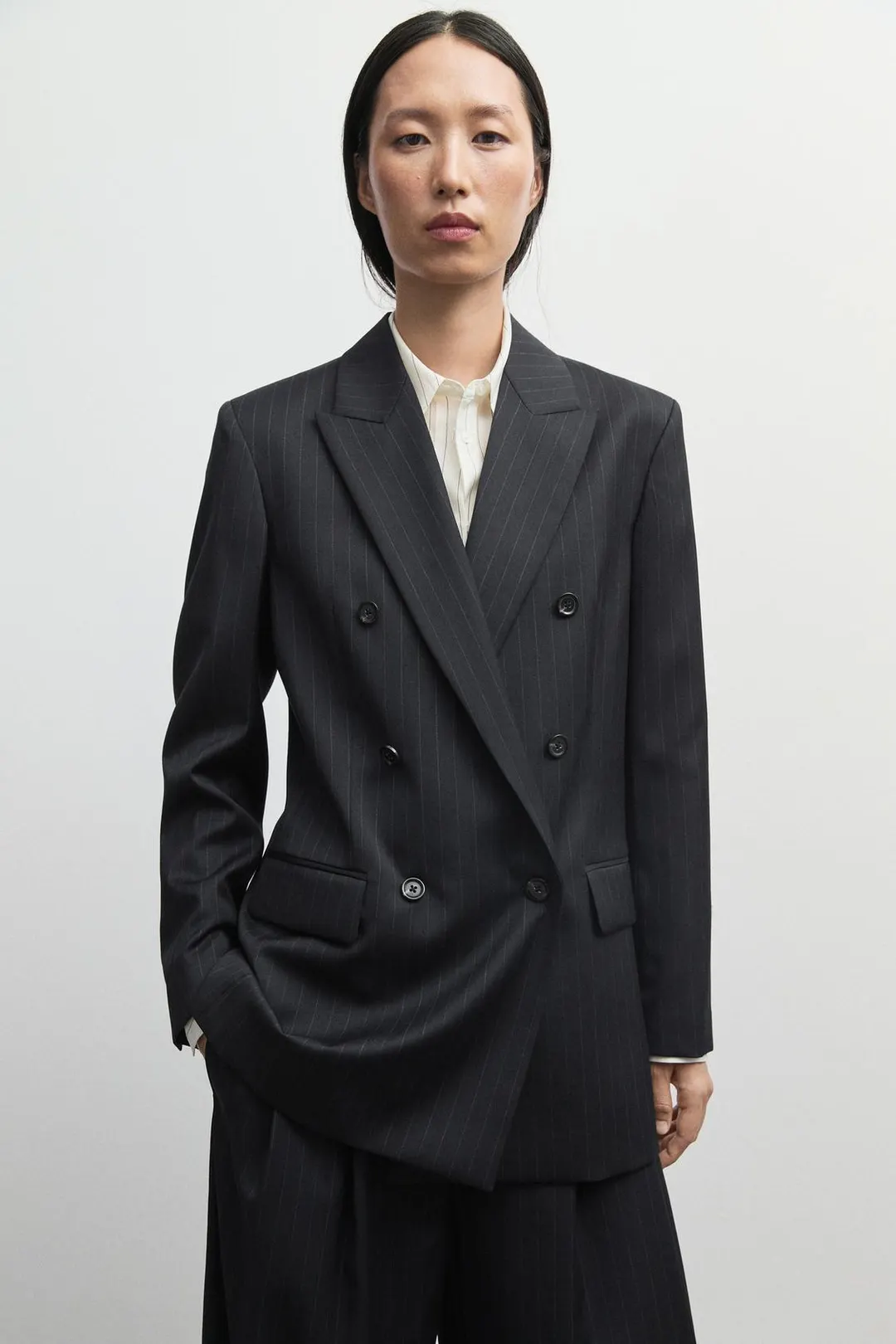 Брюки в тонкую полоску из шерсти, Massimo Dutti