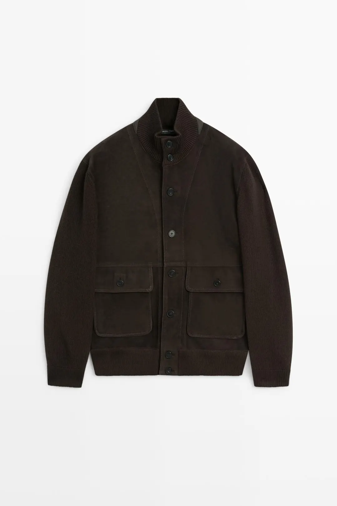 Контрастная замшевая куртка, Massimo Dutti