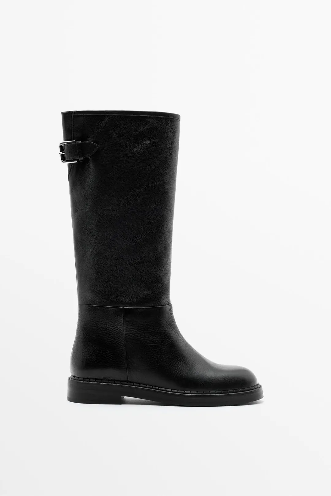 Кожаные сапоги с пряжками, Massimo Dutti