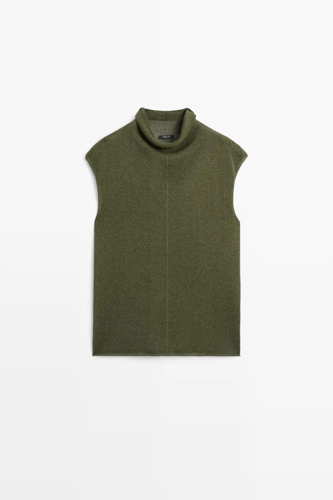 Вязаный топ с драпировкой и высоким воротником, Massimo Dutti