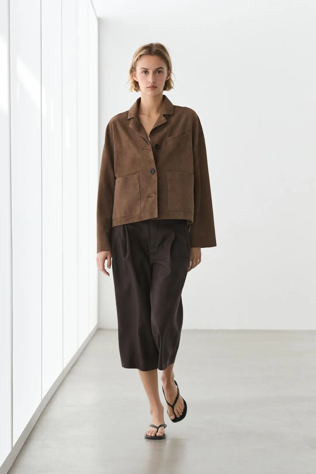 Замшевая куртка струящегося кроя, Massimo Dutti