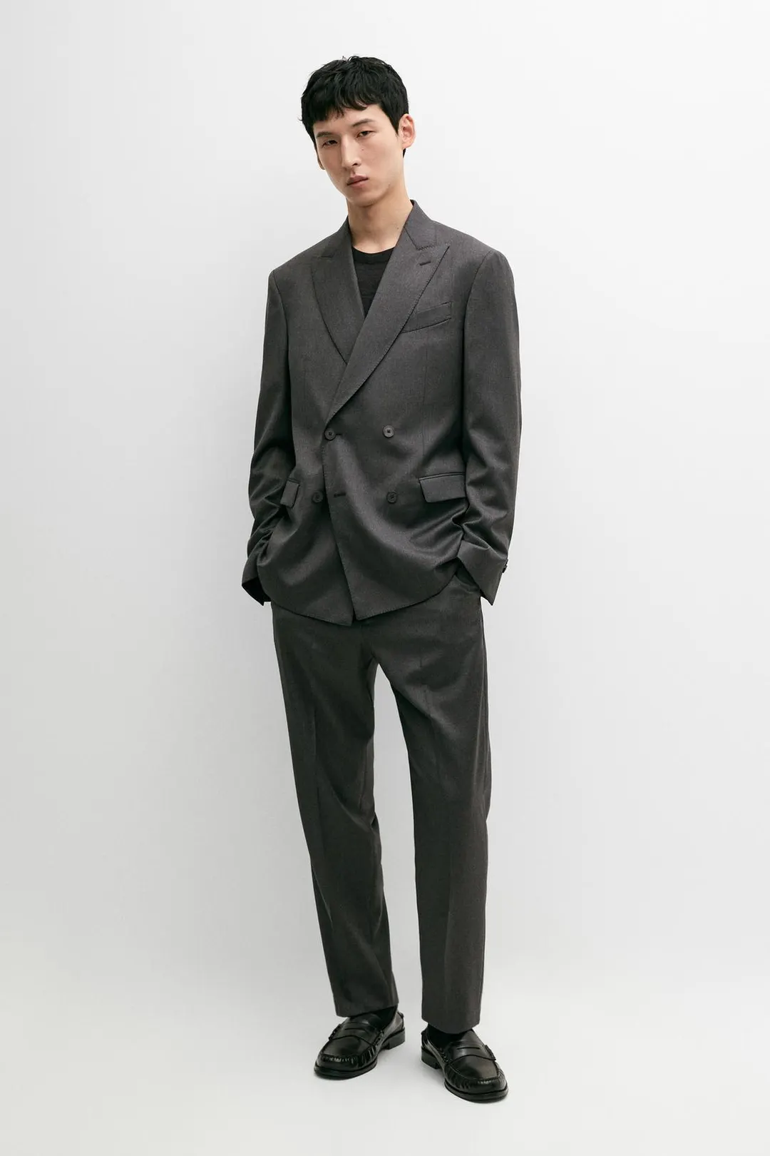 Пиджак костюмный двубортный из 100% холодной шерсти, Massimo Dutti