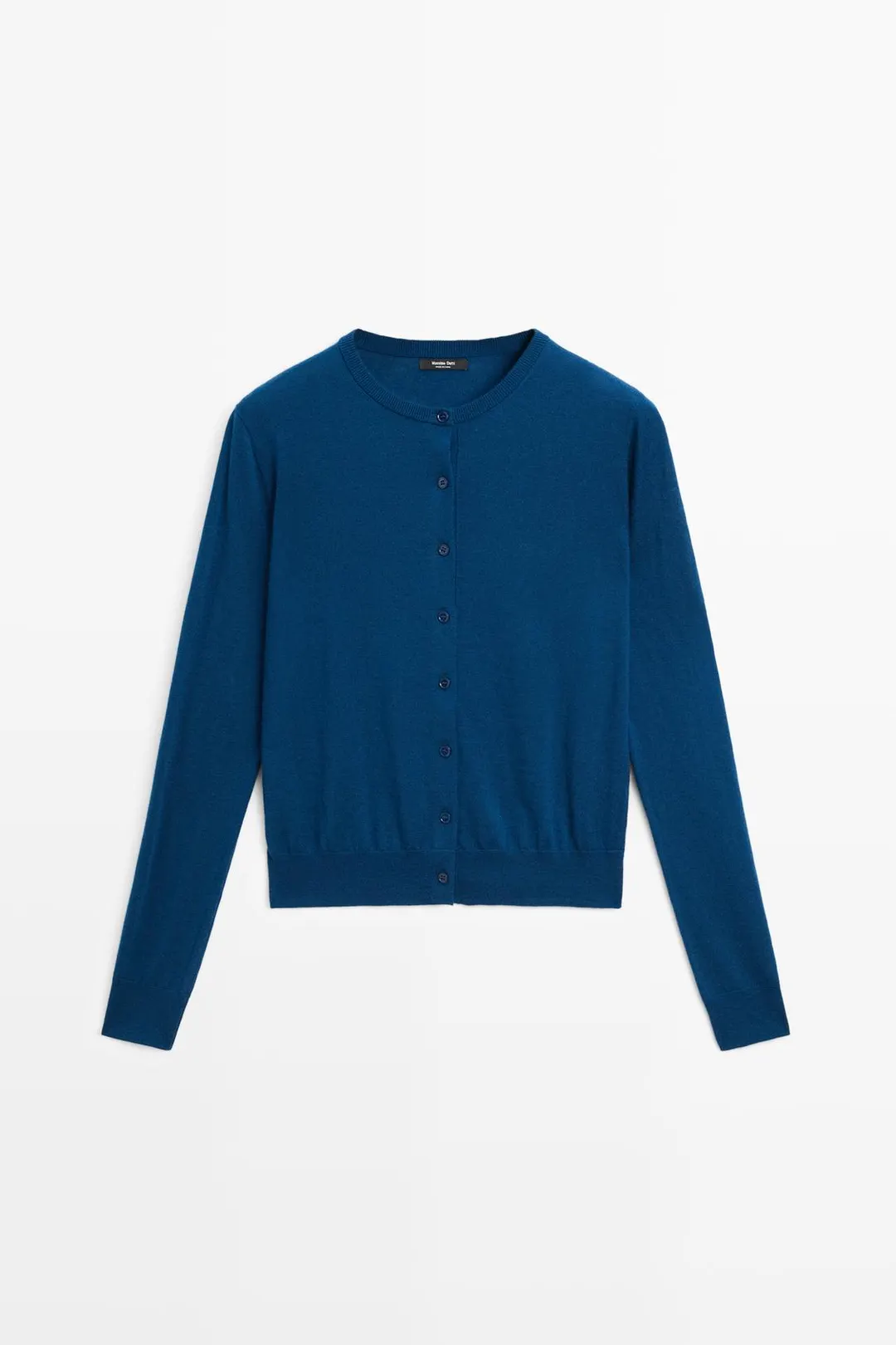 Кардиган тонкой вязки с круглым вырезом, Massimo Dutti