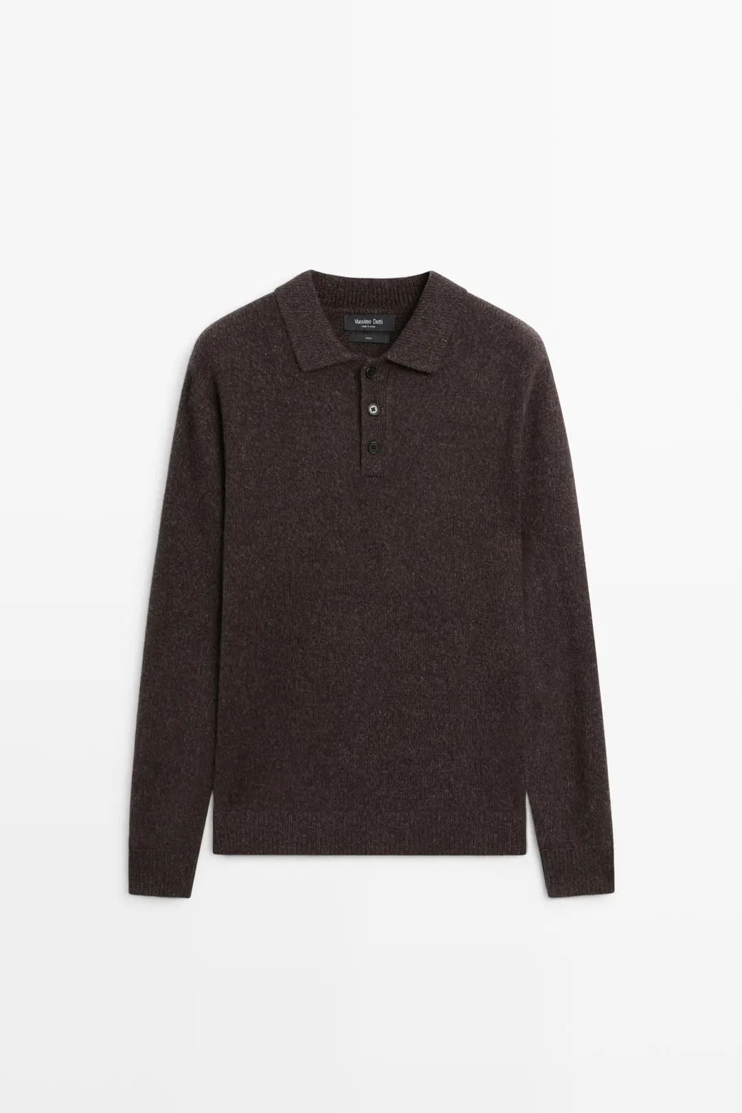 Свитер-поло из 100% шерсти на пуговицах, Massimo Dutti