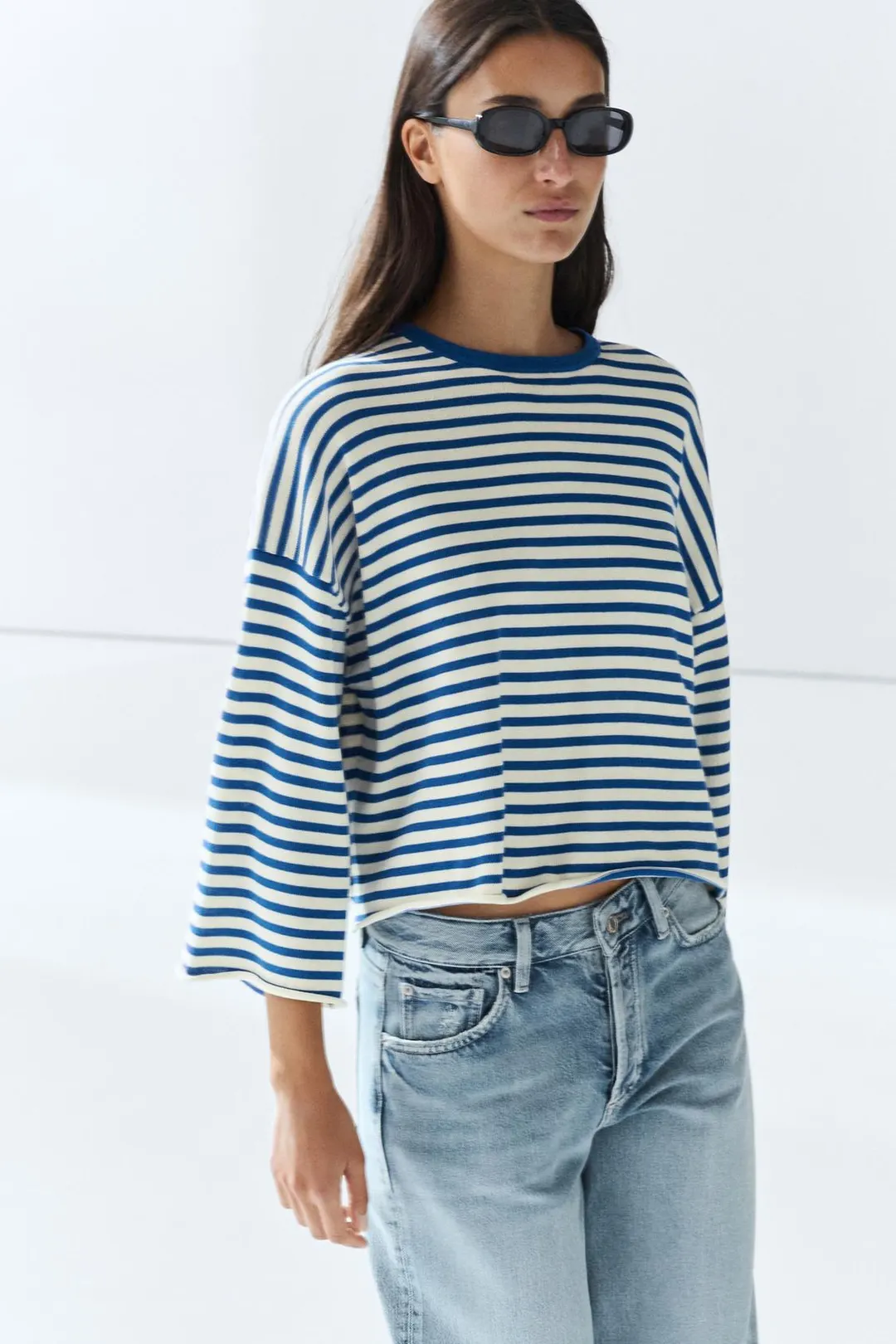 Свитер из 100% хлопка в полоску, Massimo Dutti