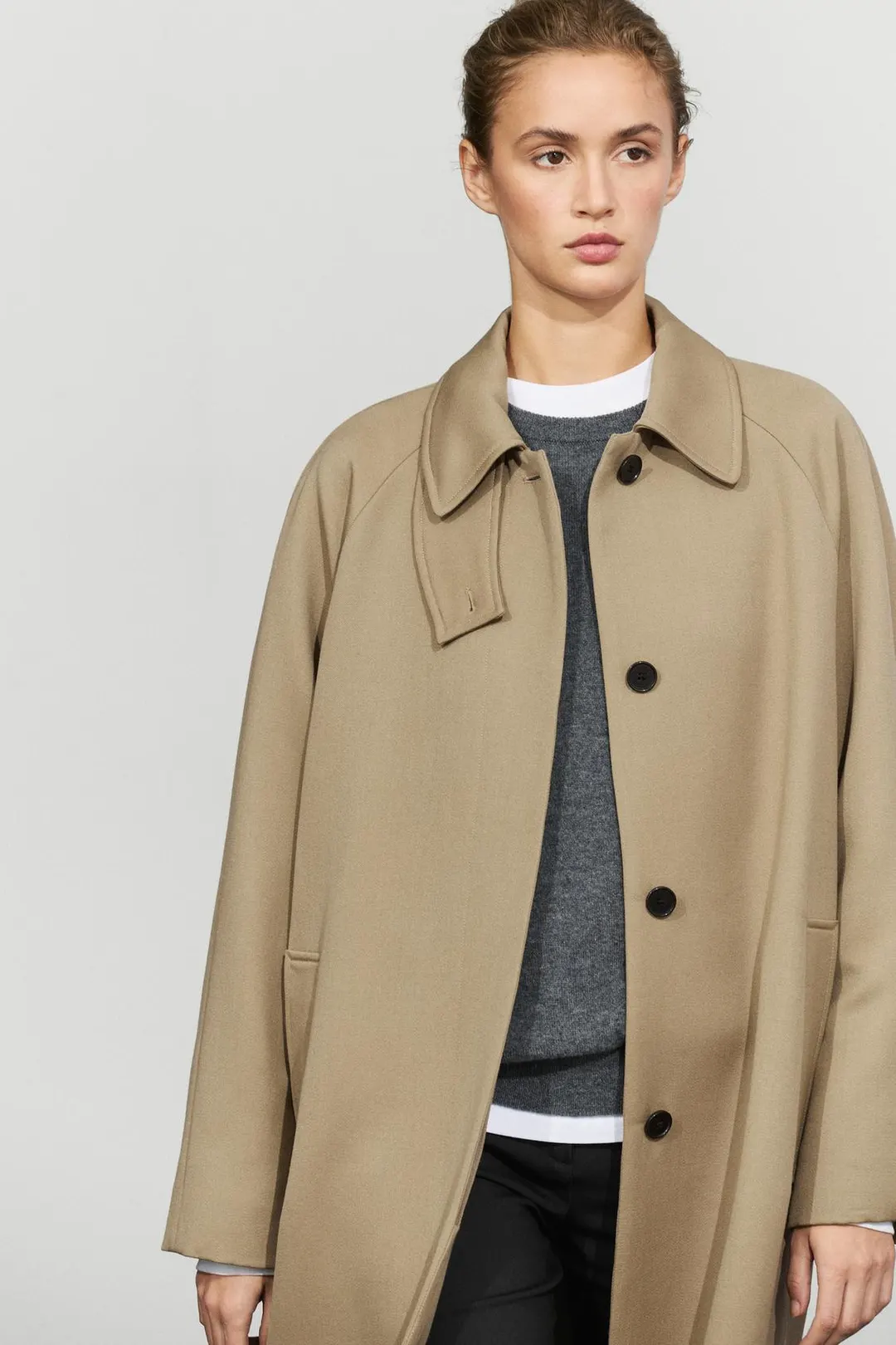 Пальто с рукавами реглан из 100% шерсти, Massimo Dutti