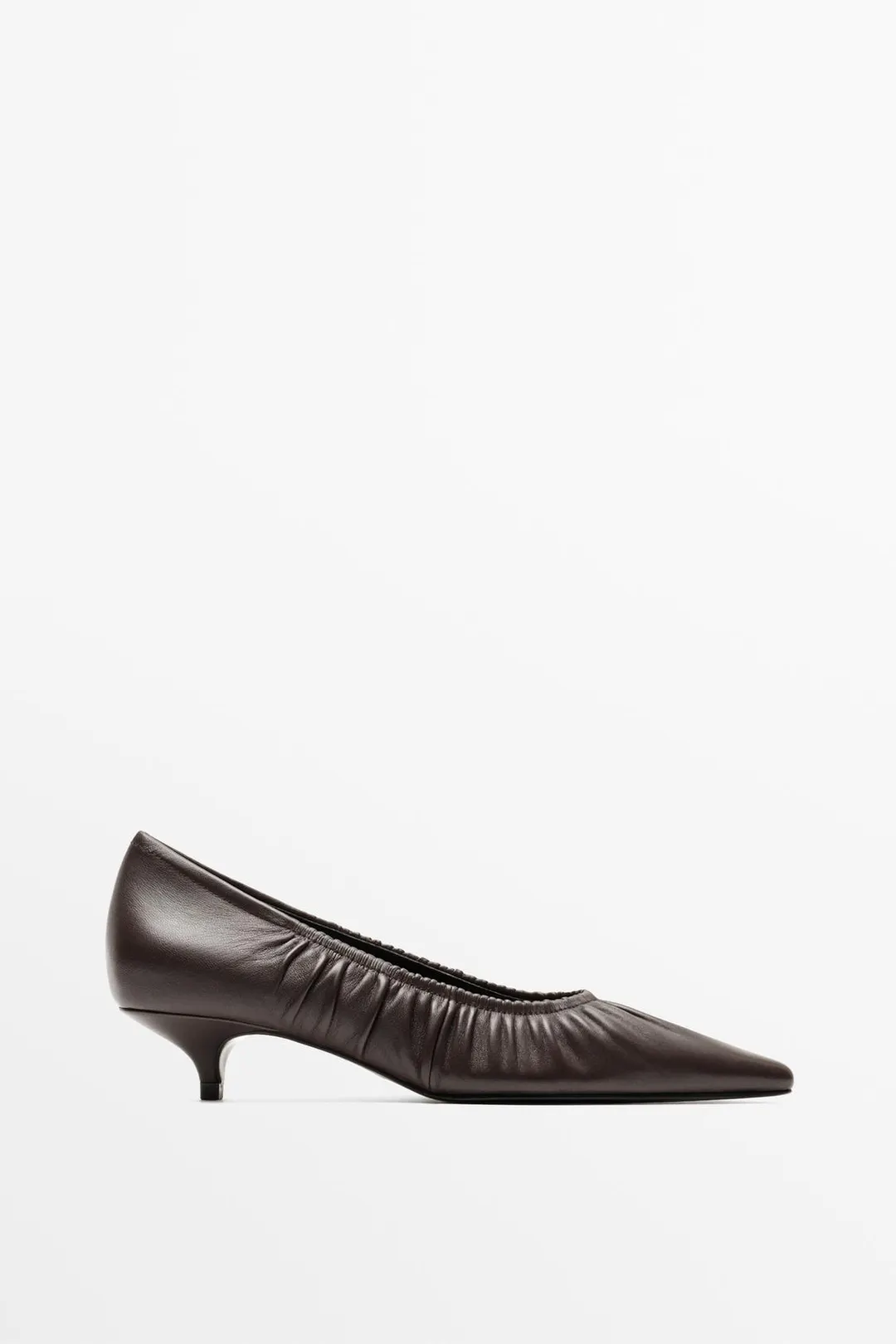 Туфли кожаные на каблуке со сборками, Massimo Dutti