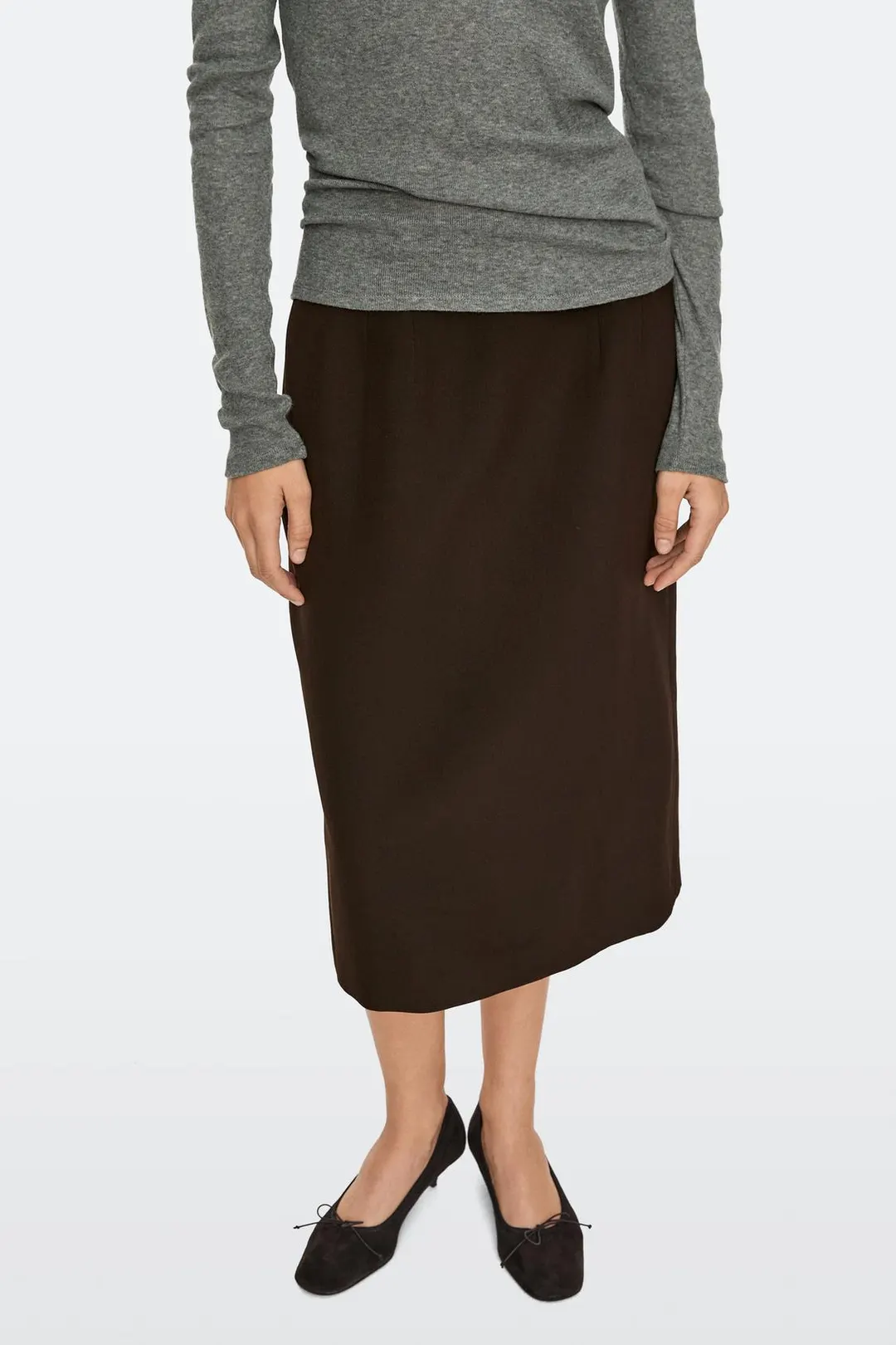 Кожаные балетки на каблуке, Massimo Dutti