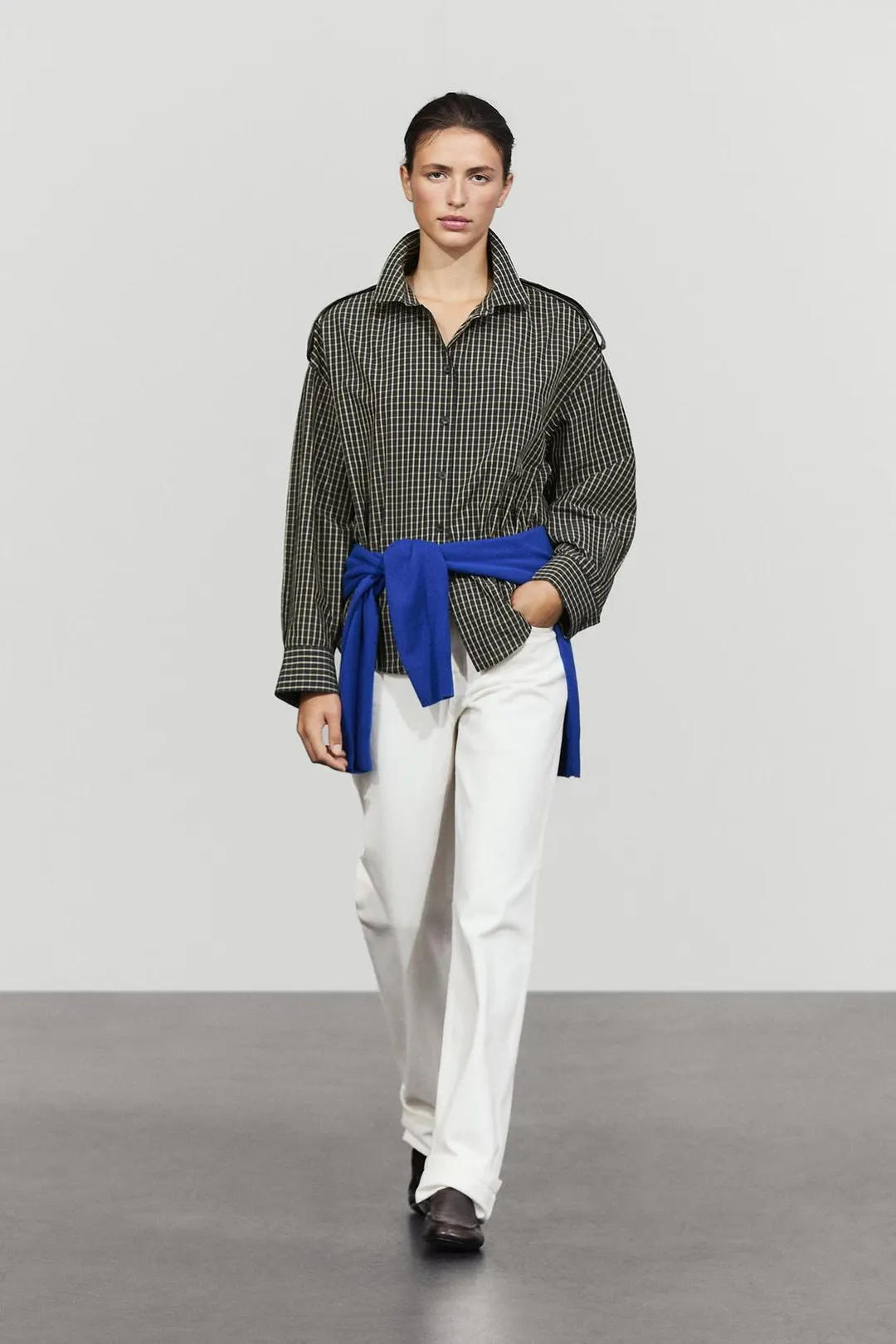 Рубашка в клетку из 100% хлопка с акцентом на плечах, Massimo Dutti