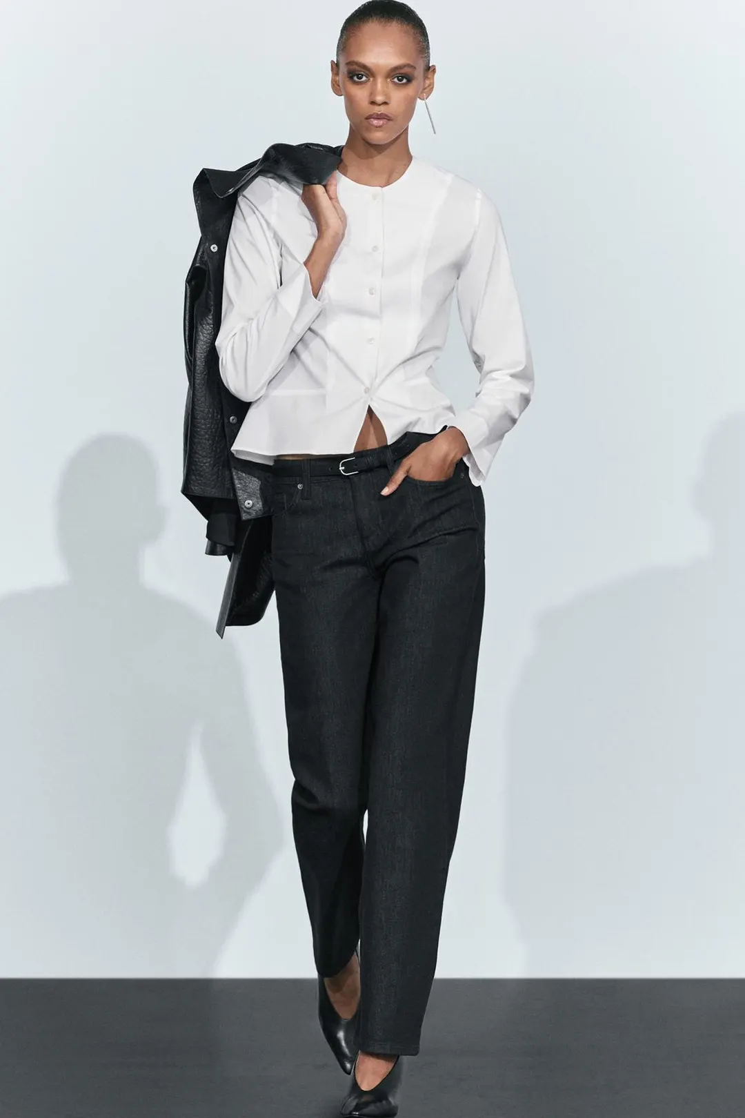 Рубашка из поплина с декоративным воротником, Massimo Dutti