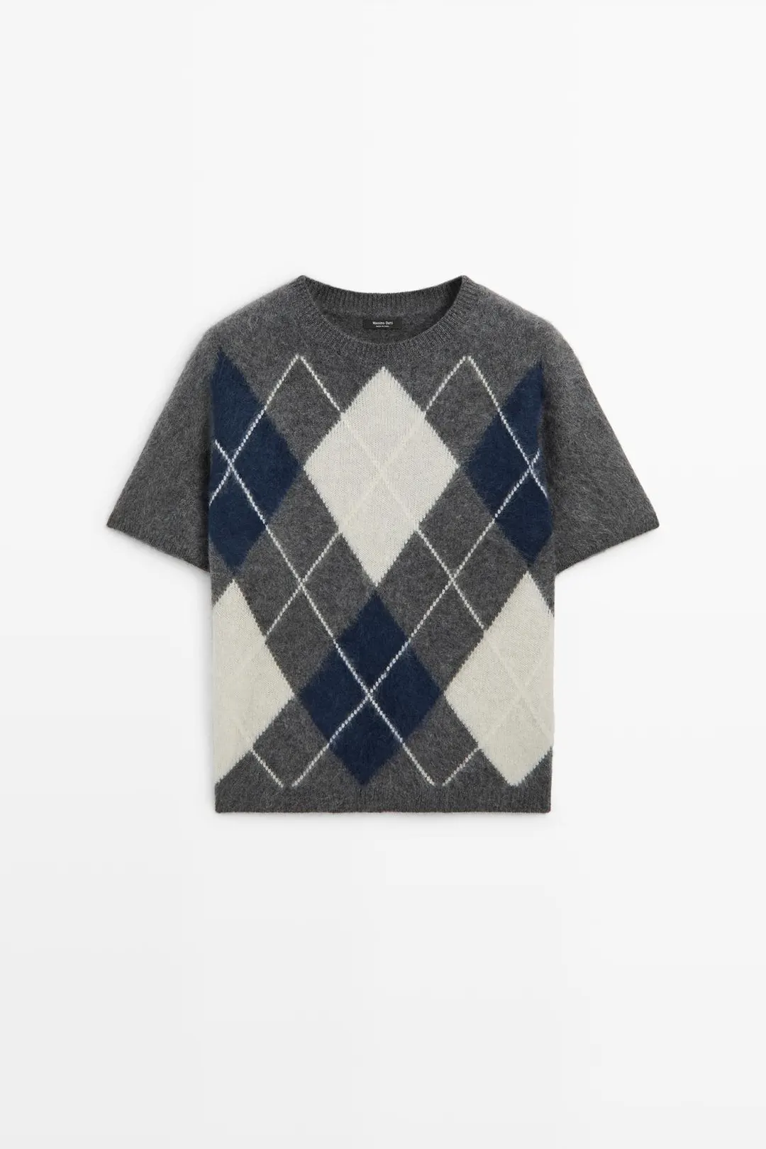 Свитер вязаный из смесовой шерсти с узором аргайл, Massimo Dutti
