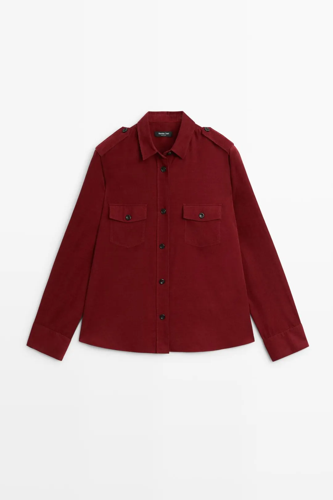 Рубашка из 100% хлопкового микровельвета с карманами, Massimo Dutti