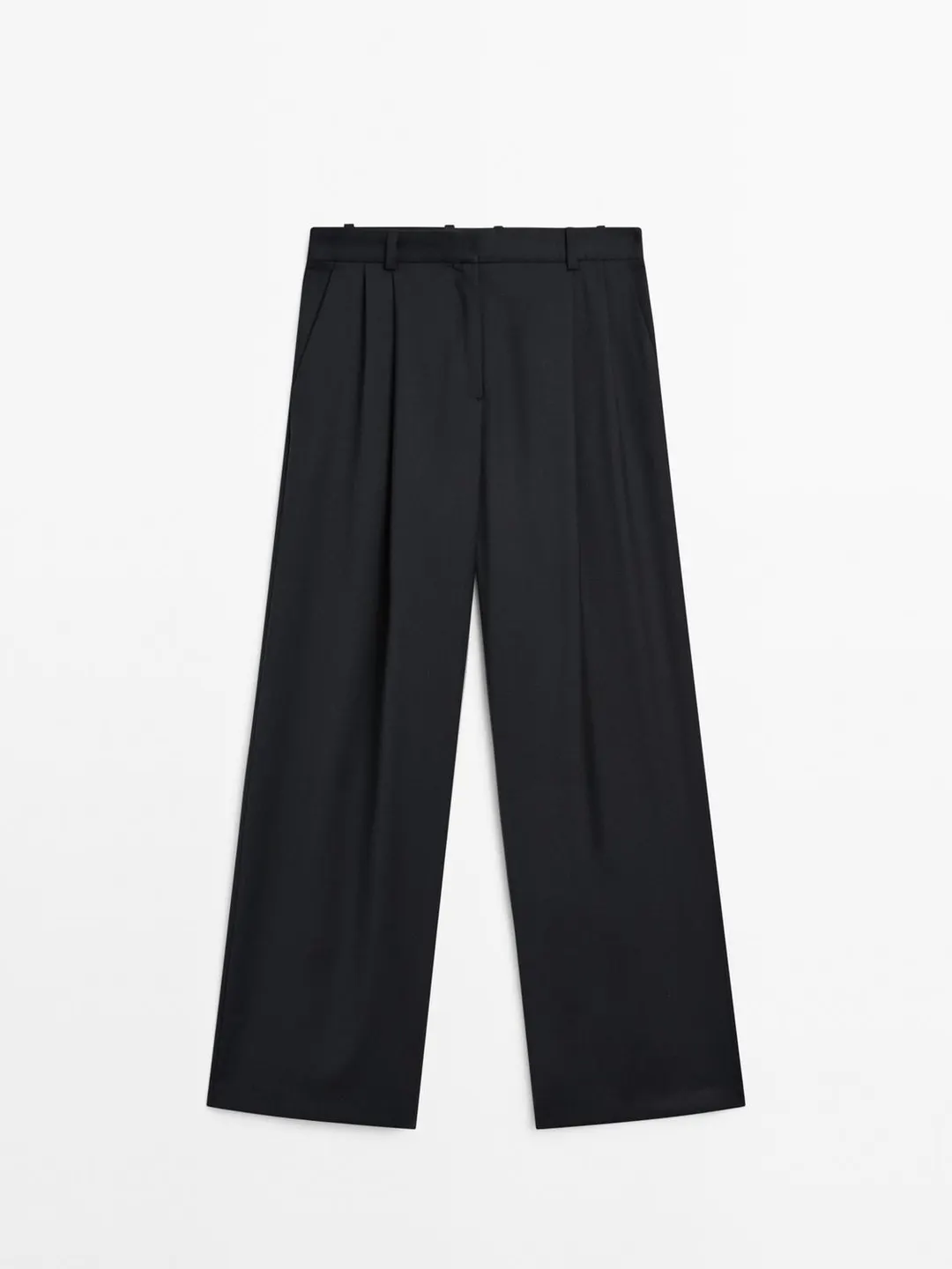 Брюки со складками из особо тонкой шерсти, Massimo Dutti
