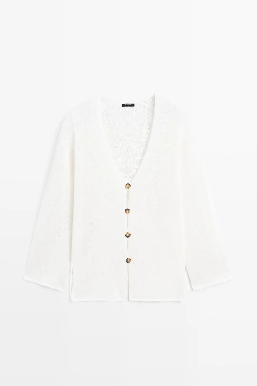 Длинный трикотажный кардиган с V-образным вырезом, Massimo Dutti