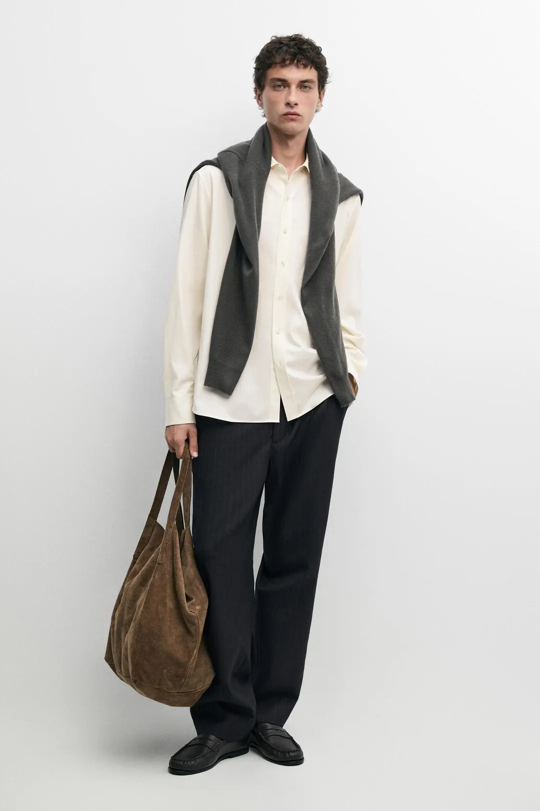 Рубашка свободного кроя из смесового хлопка, Massimo Dutti