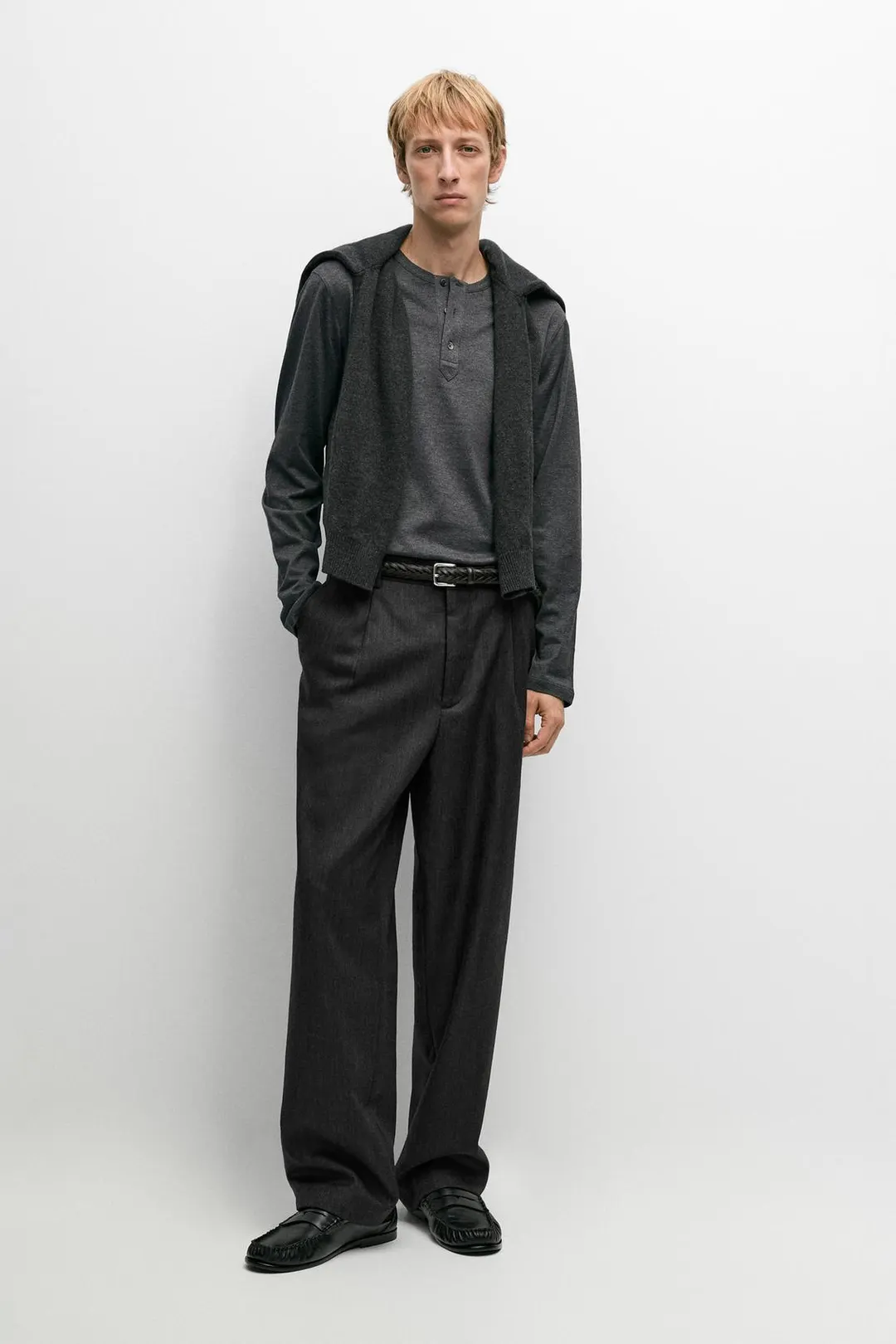Футболка хенли из 100% легкого хлопка, Massimo Dutti