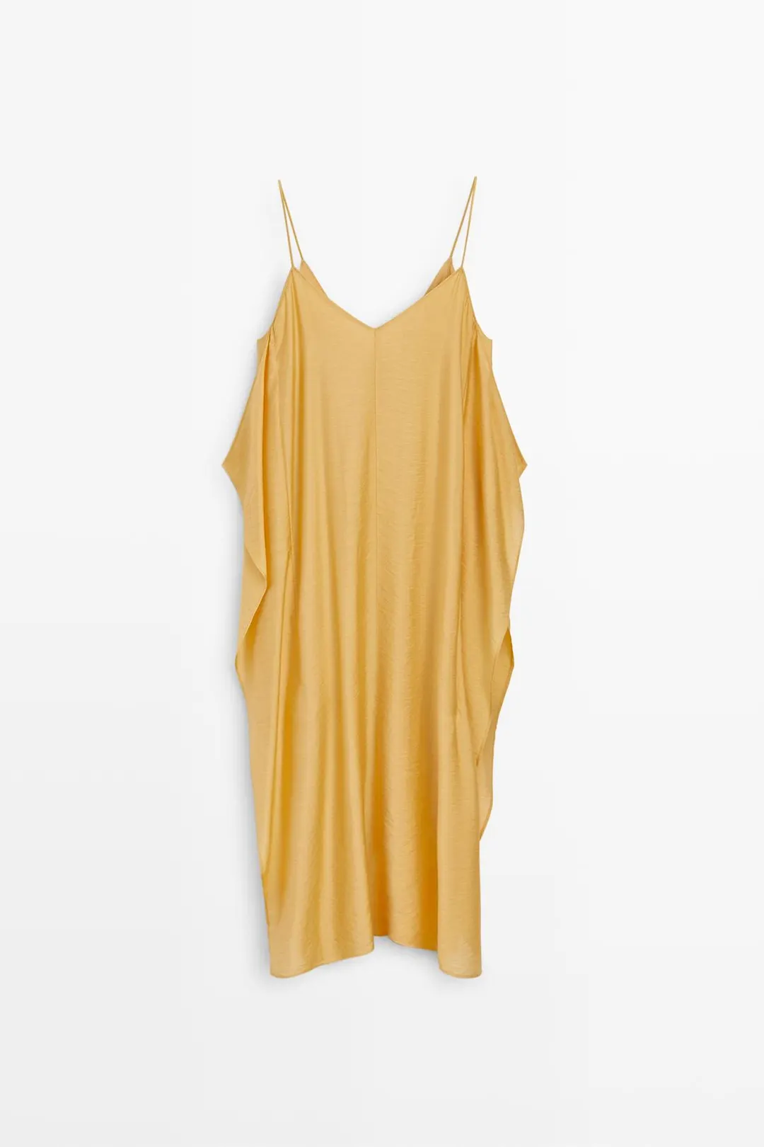 Платье-комбинация из струящейся ткани с оборками, Massimo Dutti