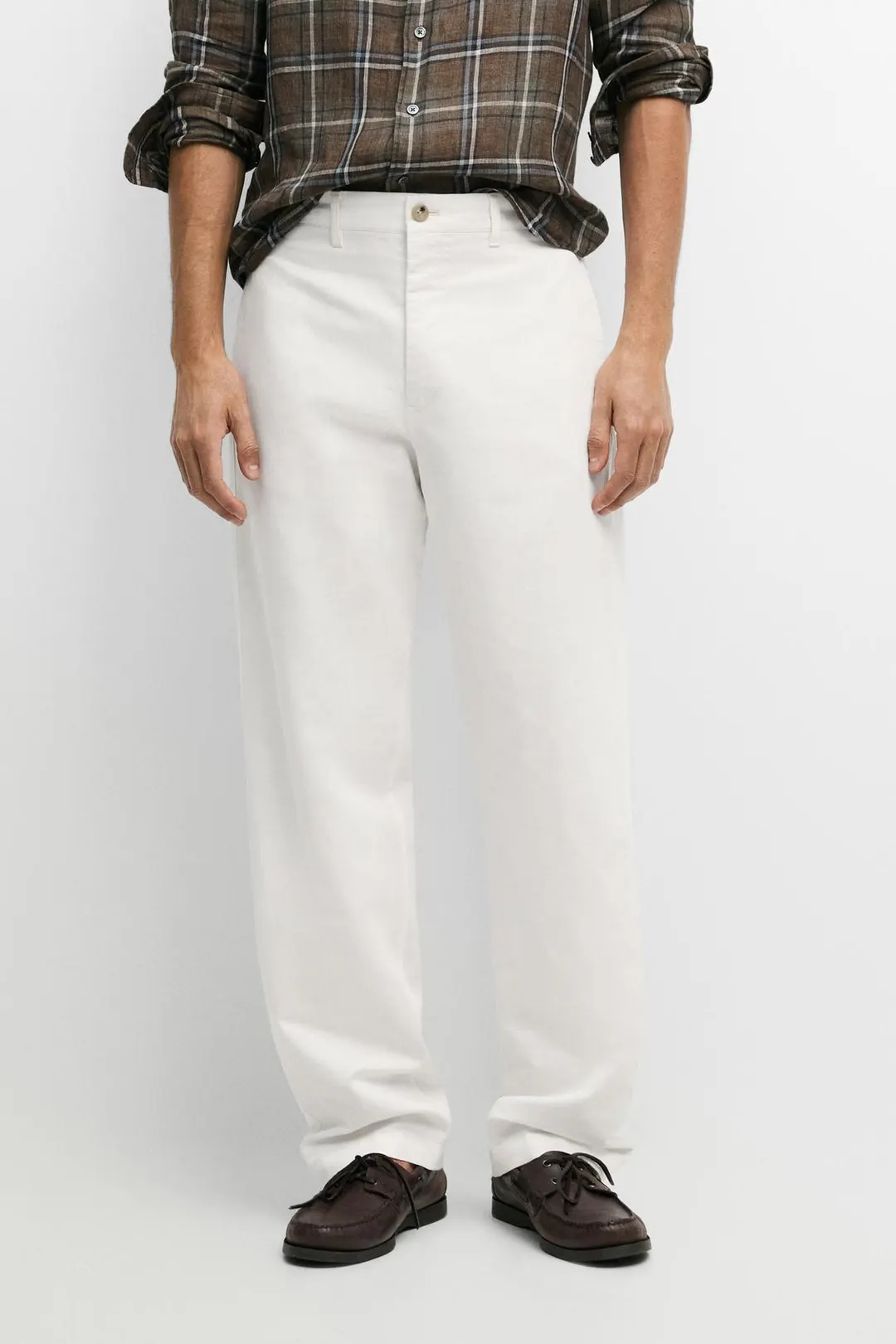 Брюки прямого кроя из смеси льна и хлопка, Massimo Dutti