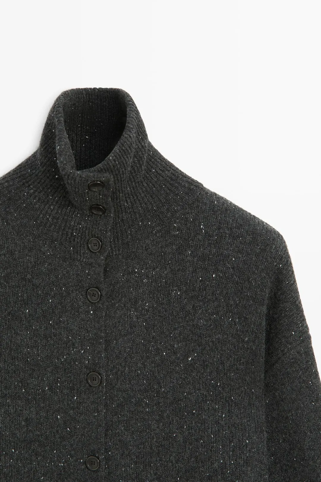 Кардиган вязаный из 100% шерсти с высоким воротником, Massimo Dutti
