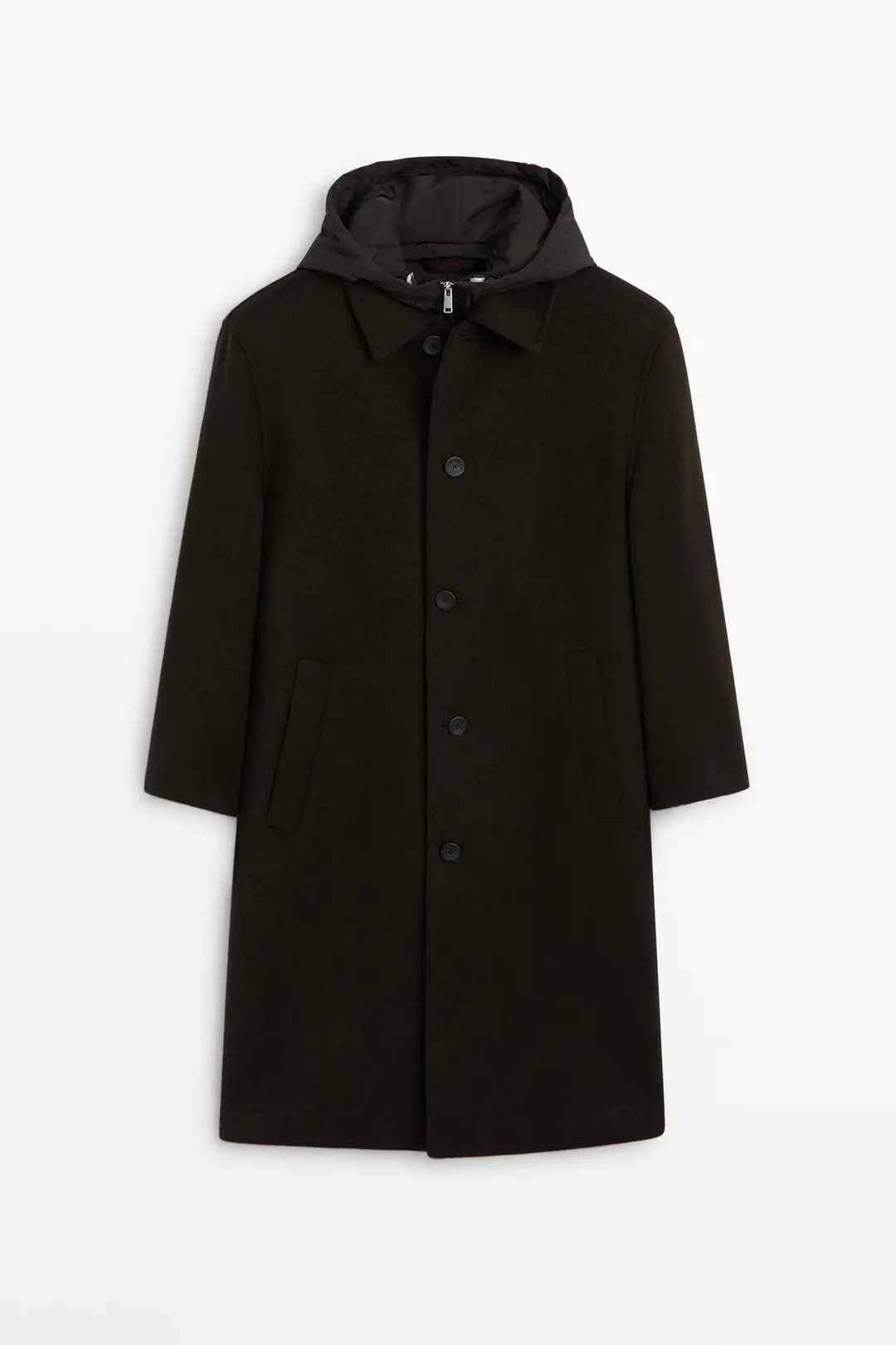 Пальто двухслойное со съемным капюшоном, Massimo Dutti
