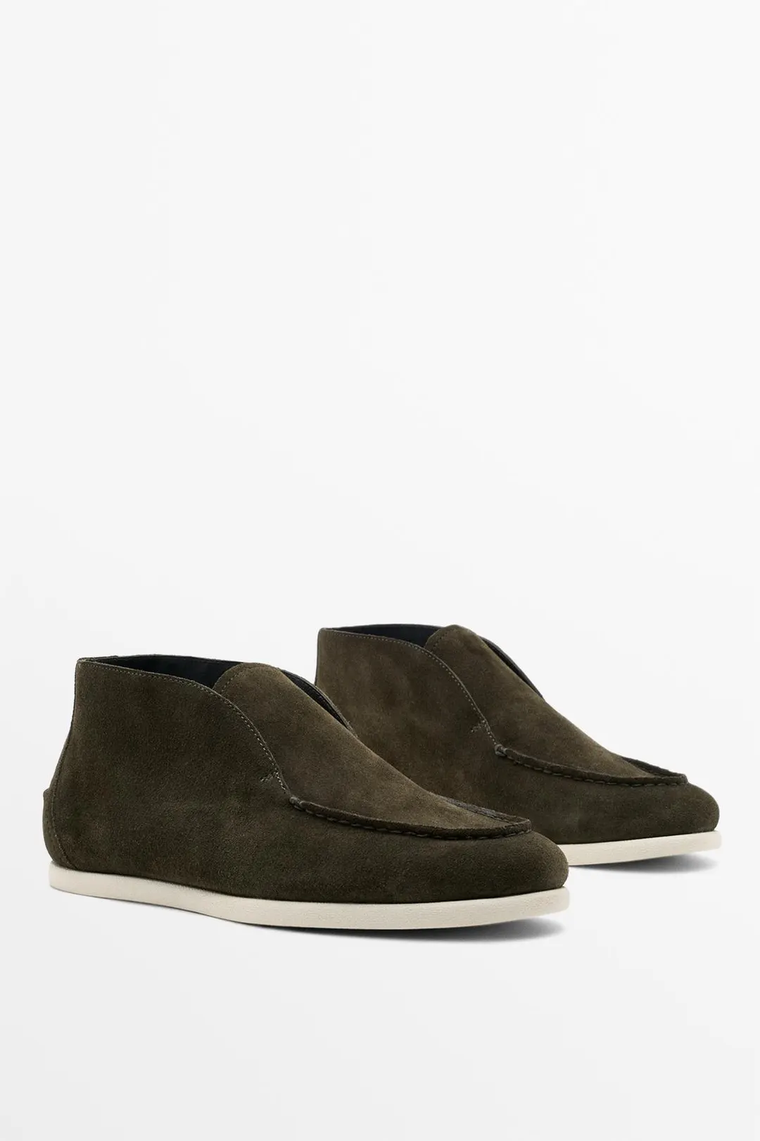 Ботильоны-лоферы из спилковой замши, Massimo Dutti
