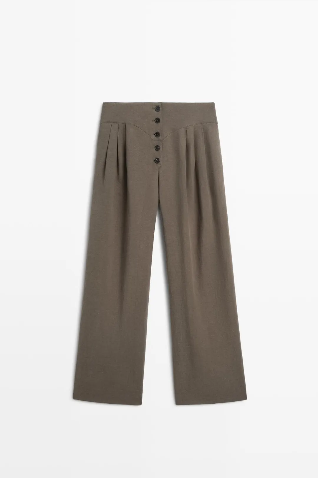 Брюки со складками из льняной смеси, Massimo Dutti