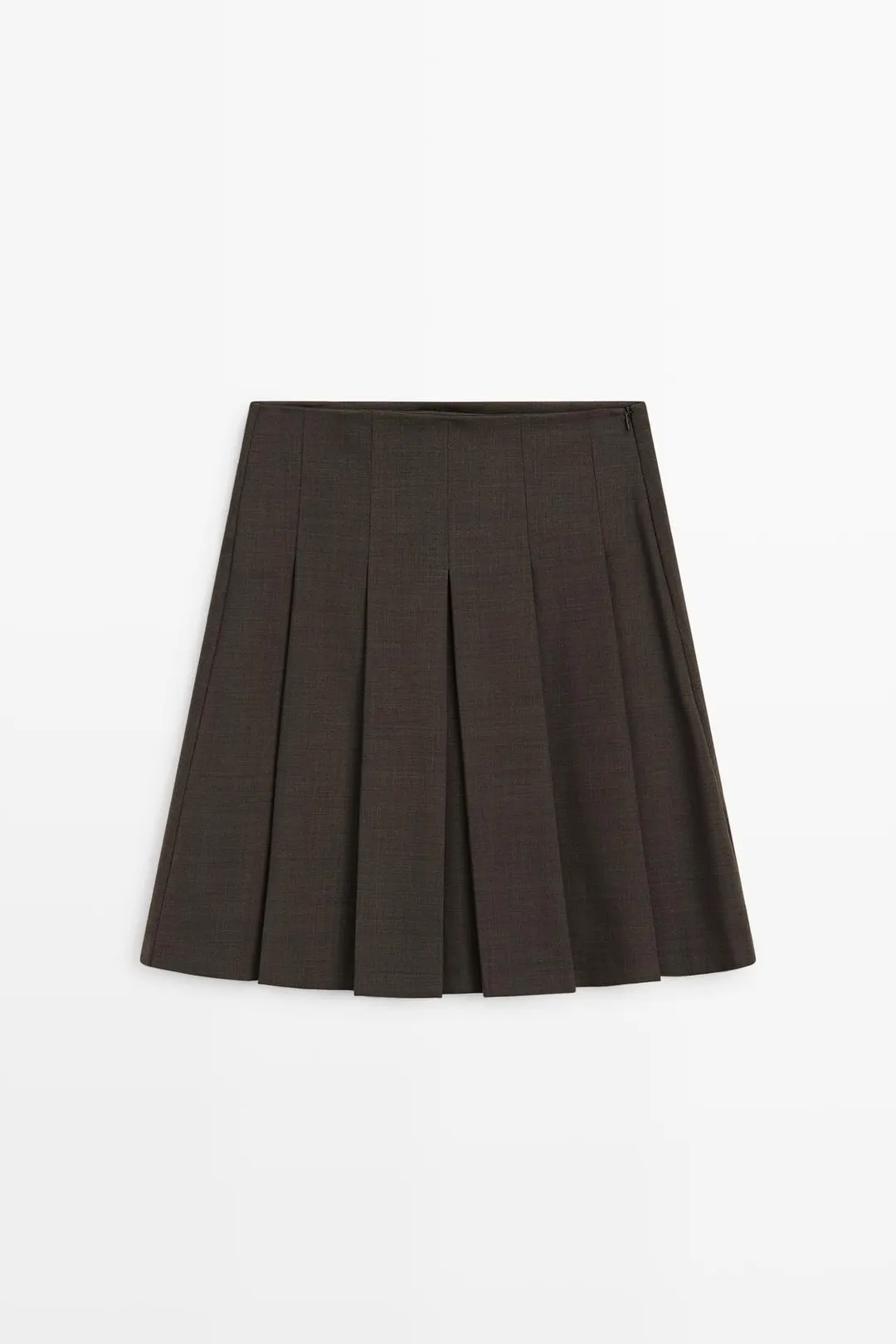 Юбка мини со складками из смесовой шерсти, Massimo Dutti