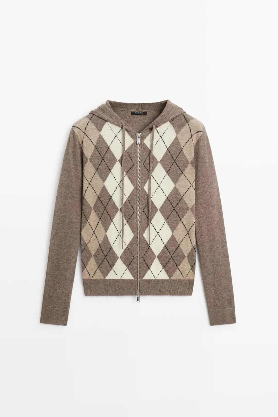 Кардиган вязаный с капюшоном на молнии, Massimo Dutti