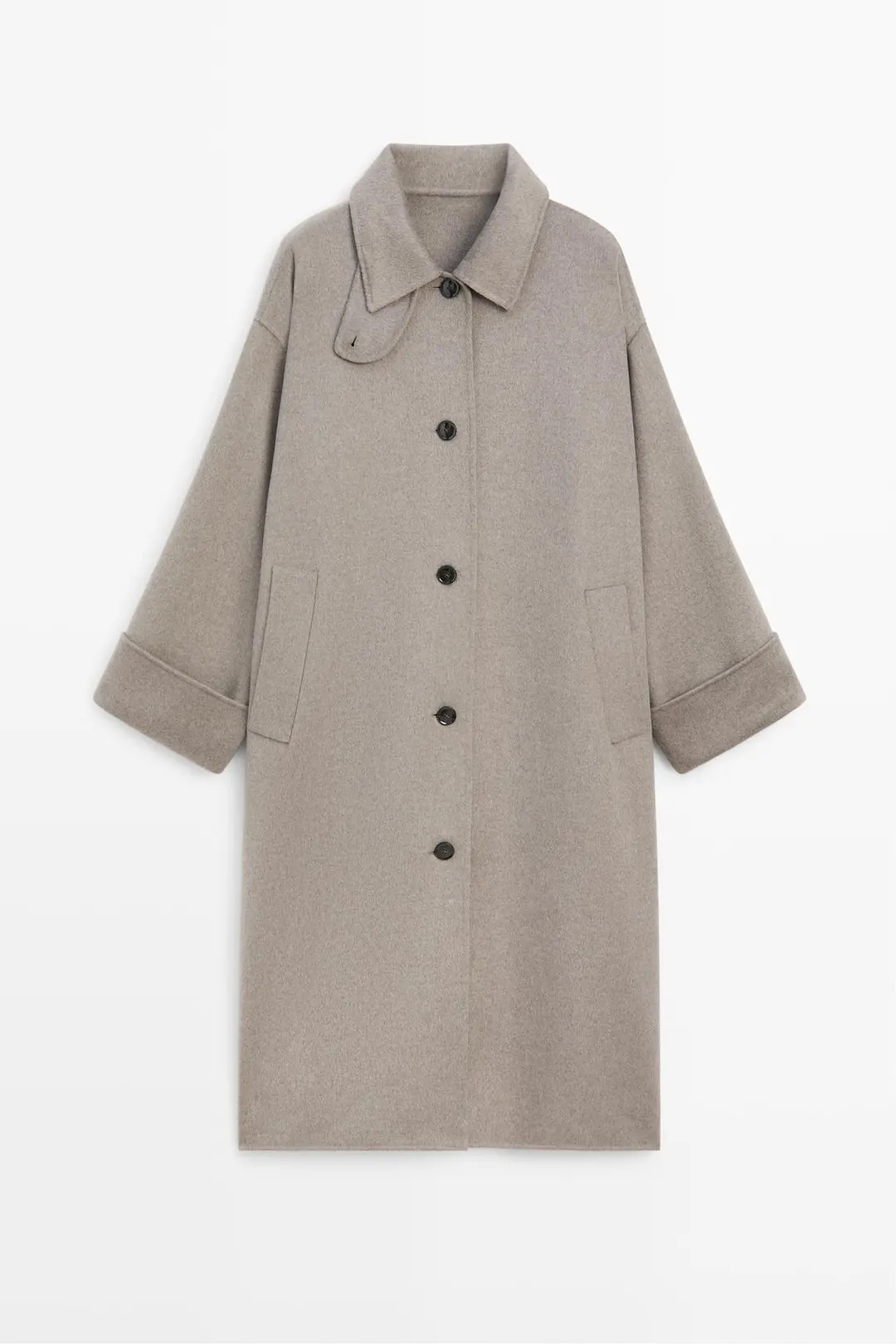 Длинное пальто с шерстяным воротником, Massimo Dutti
