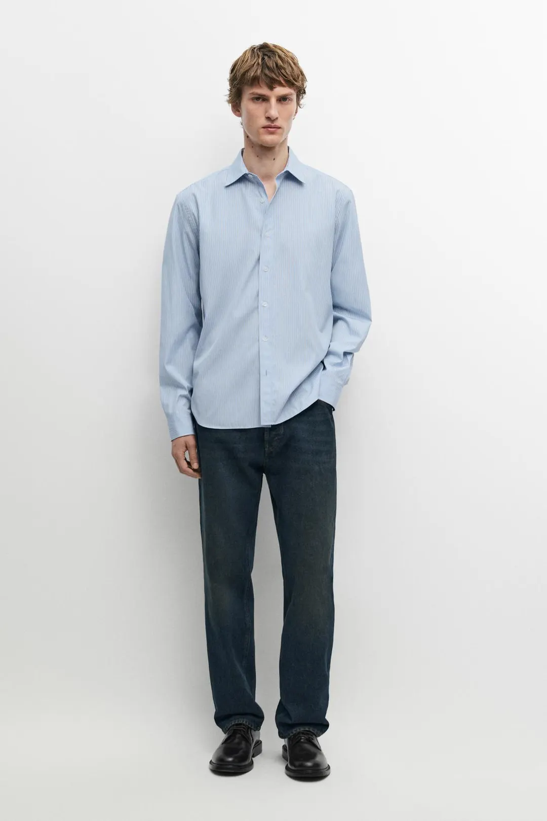 Полосатая рубашка свободного кроя из 100% хлопка, Massimo Dutti
