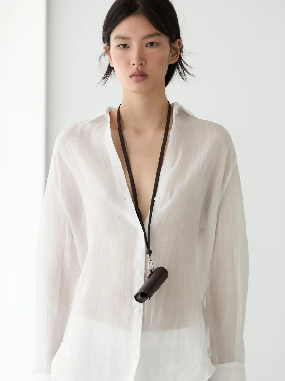 Рубашка из струящейся ткани с отложным воротником, Massimo Dutti