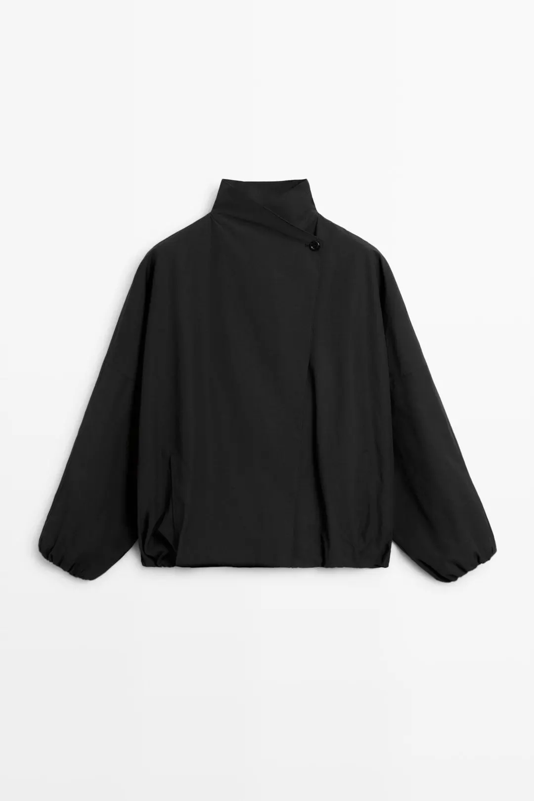 Бомбер из технологичной ткани с боковой кнопкой, Massimo Dutti