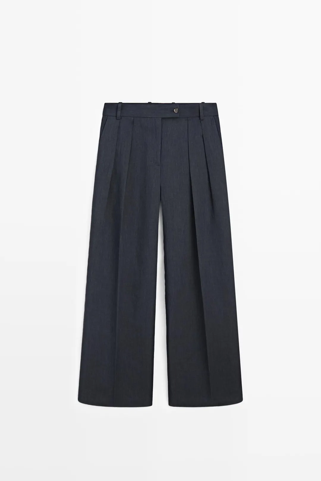 Костюмные брюки из меланжевого льна, Massimo Dutti