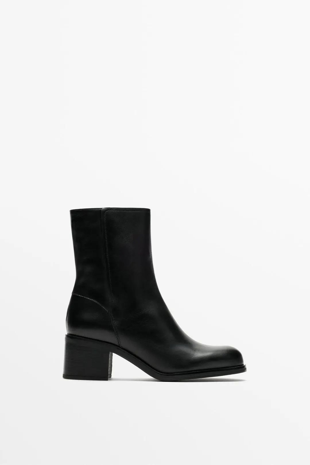 Ботильоны кожаные на каблуке, Massimo Dutti