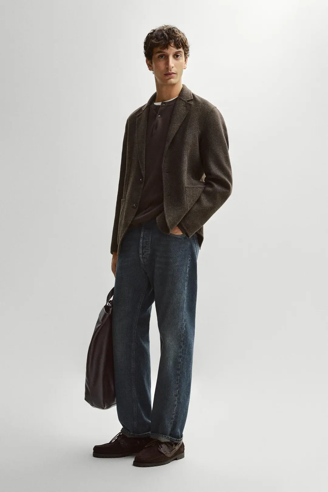 Пиджак из смесовой шерсти с узором гусиная лапка, Massimo Dutti