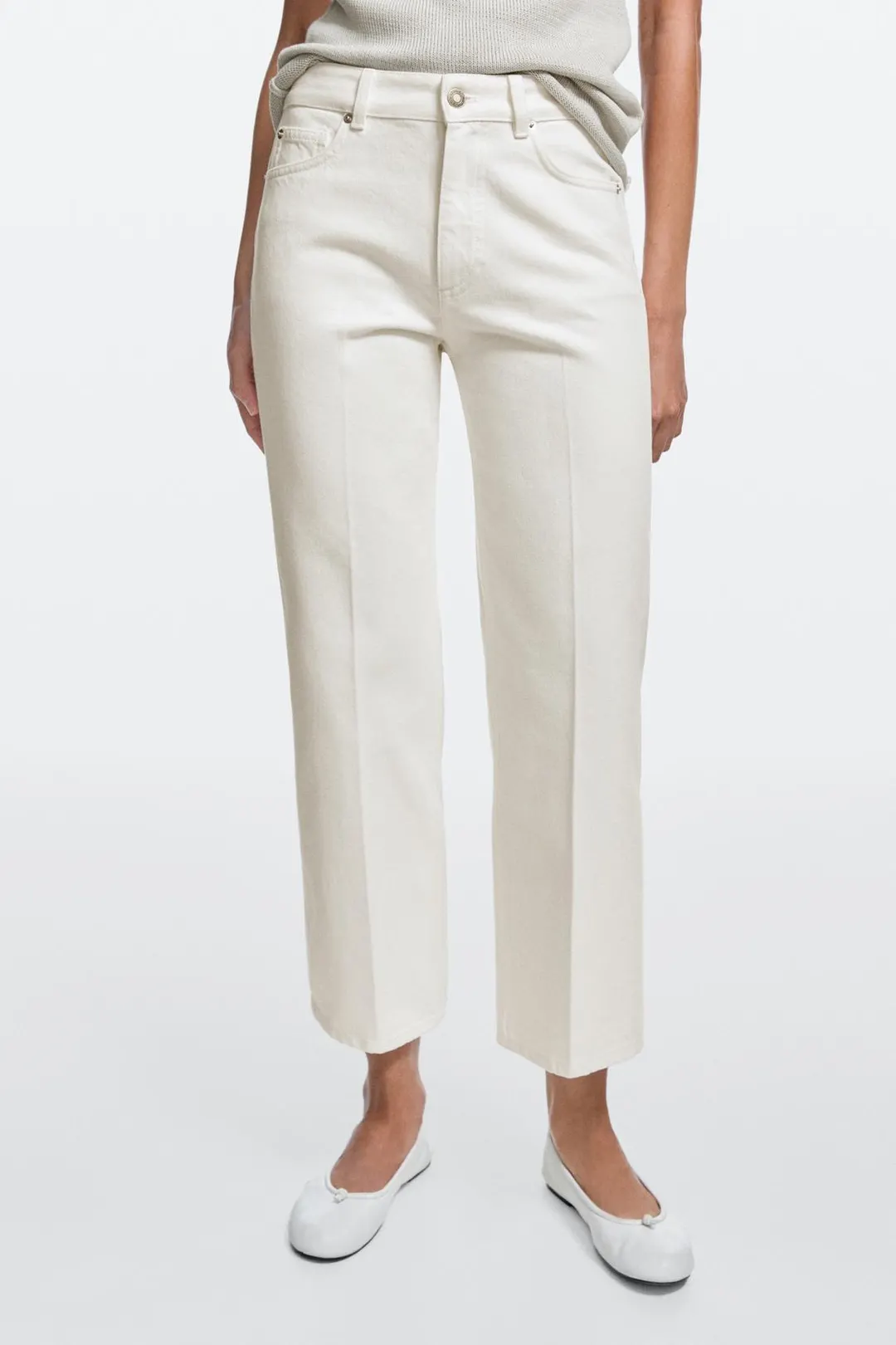 Джинсы укороченные клеш со средней посадкой, Massimo Dutti