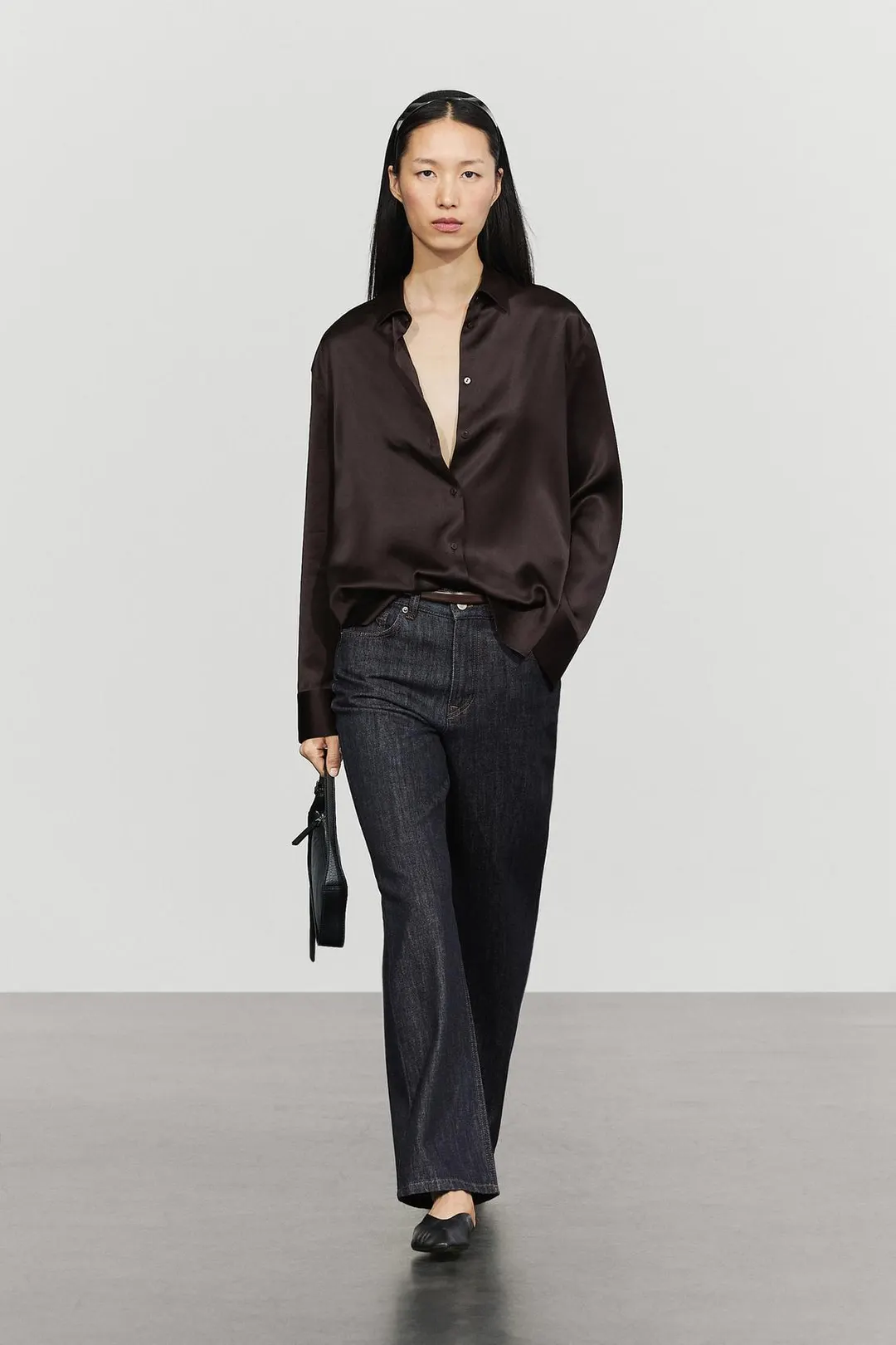 Рубашка струящаяся атласная, Massimo Dutti