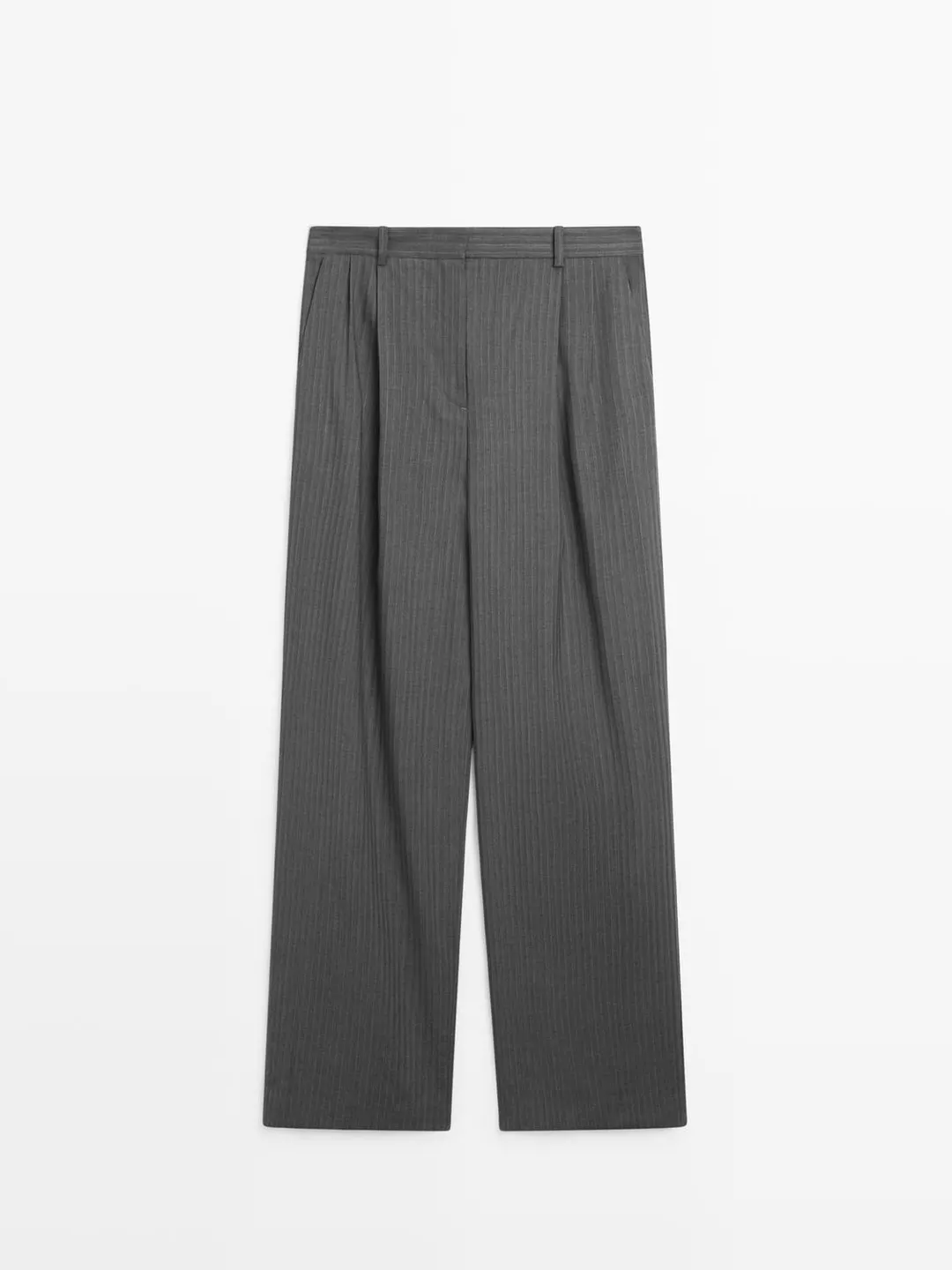 Костюмные брюки в тонкую полоску из тонкой смесовой шерсти, Massimo Dutti