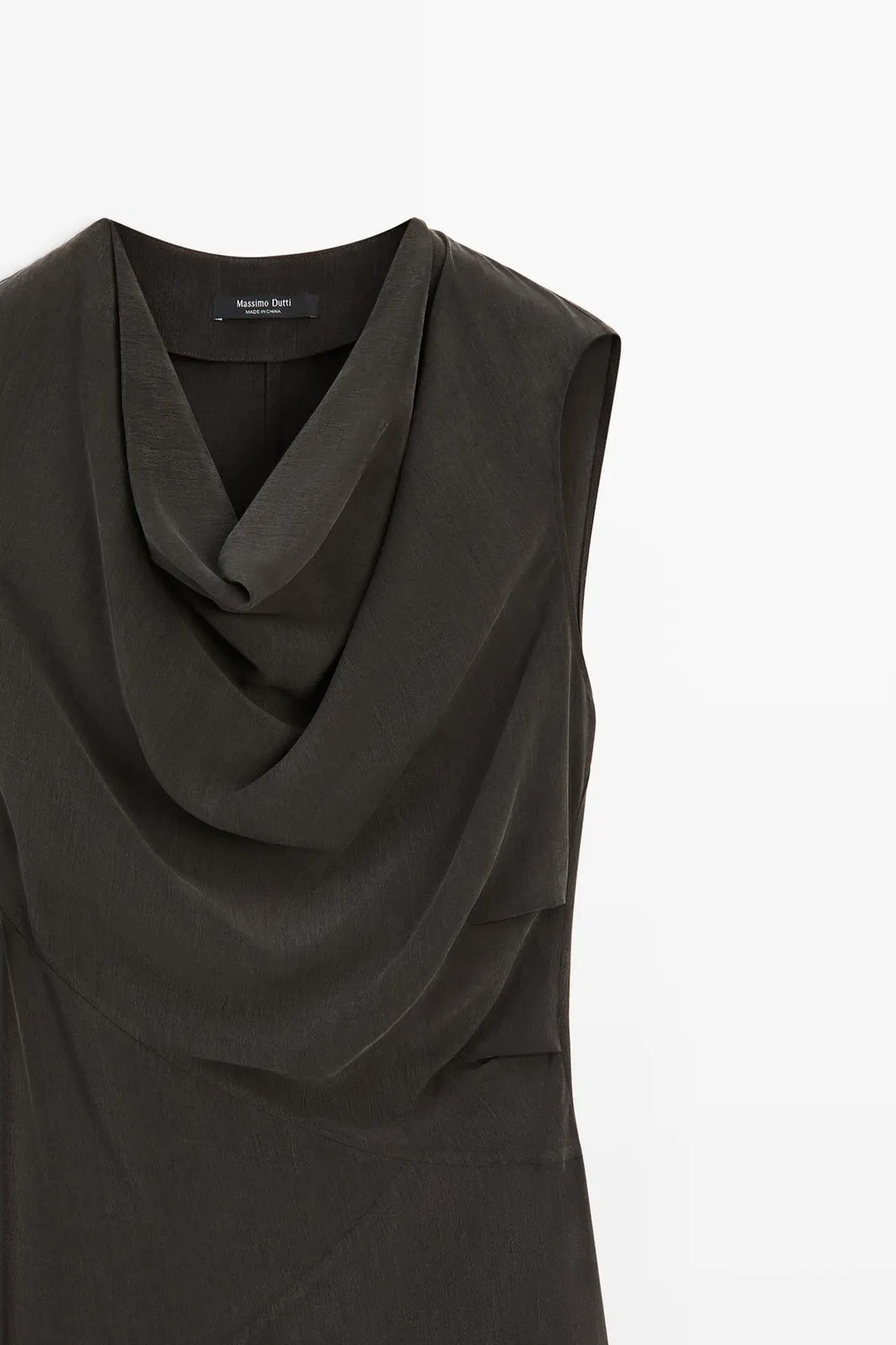 Платье миди с драпировкой, Massimo Dutti
