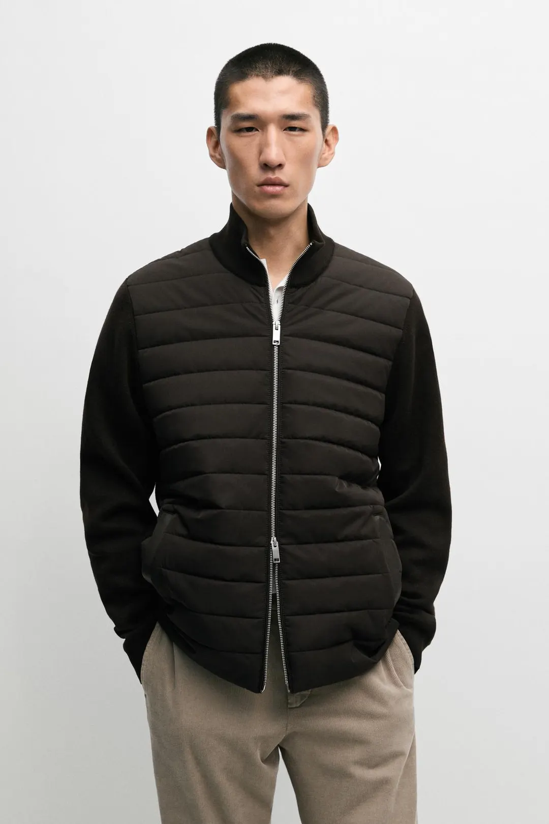 Кардиган из смесовой ткани с воротником-стойкой, Massimo Dutti