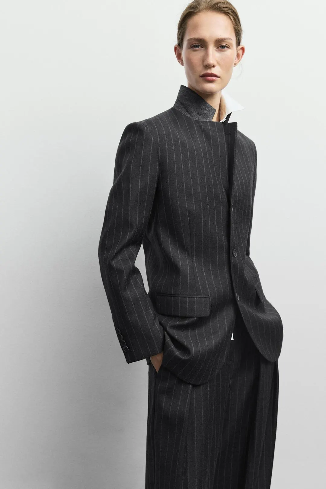 Блейзер из 100% шерсти в тонкую полоску, Massimo Dutti