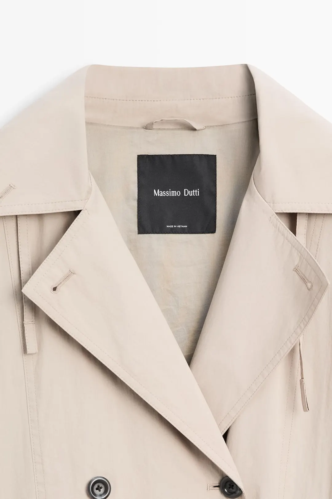 Тренч из технологичной хлопковой ткани, Massimo Dutti