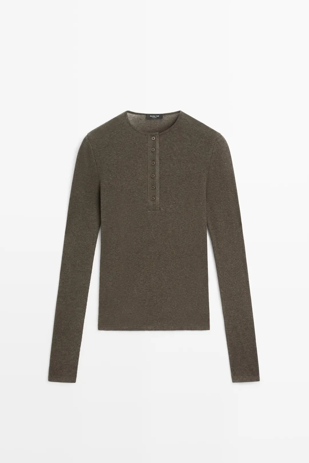 Лонгслив хенли из смесового хлопка, Massimo Dutti
