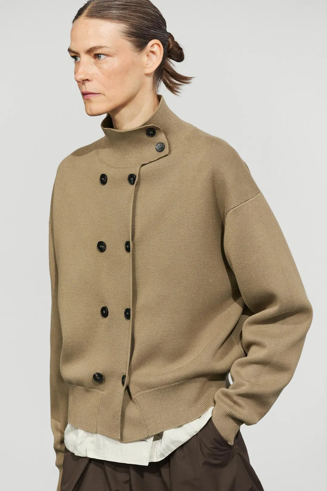 Кардиган двубортный из 100% хлопка, Massimo Dutti